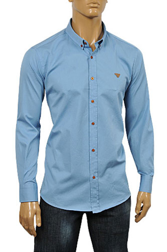 ARMANI JEANS Men's Button Up Dress Shirt In Blue #233 - Click Image to Close