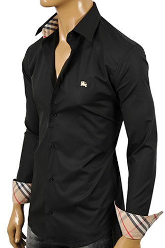 BURBERRY Men’s Button Up Dress Shirt In Black #134