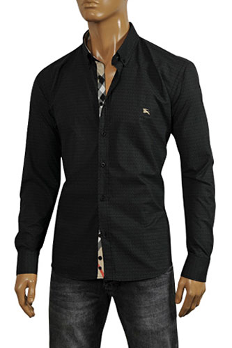 BURBERRY Men's Button Up Dress Shirt In Black #137