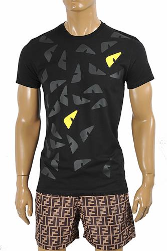 FENDI men's cotton t-shirt with front print 45 - Click Image to Close