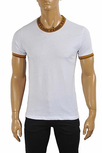 FENDI men's Cotton T-shirt With FF Stripes 62 - Click Image to Close