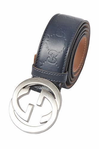 GUCCI GG men's leather belt in navy blue 68 - Click Image to Close