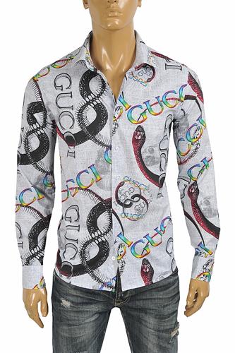 GUCCI Men's Dress shirt with logo print 394 - Click Image to Close