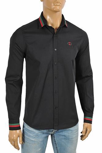 GUCCI men's dress shirt embroidered with logo 398 - Click Image to Close