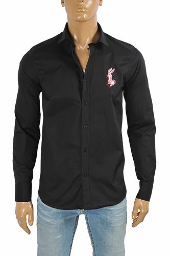 GUCCI men's dress shirt with front bunny embroidery 399 - Click Image to Close