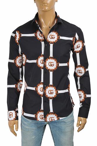 GUCCI men's dress shirt with logo print 409 - Click Image to Close
