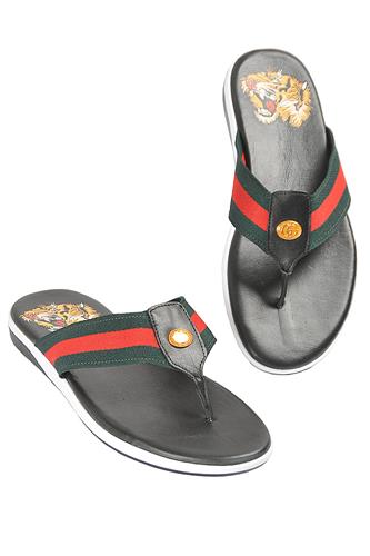 GUCCI Mens Leather Sandals In Black 303 - Click Image to Close