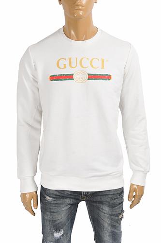 GUCCI Men's cotton sweatshirt with logo front print 110 - Click Image to Close