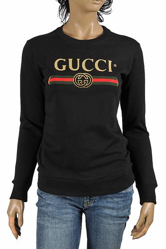 GUCCI women's cotton sweatshirt with front logo print 112 - Click Image to Close