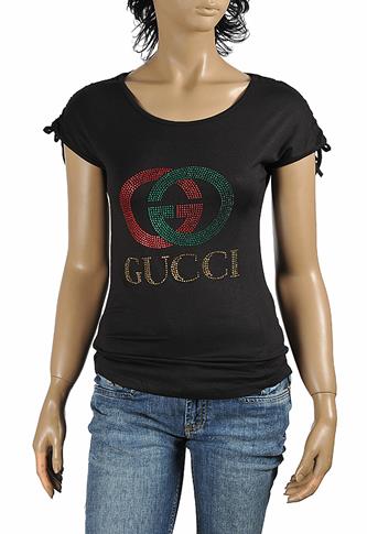 GUCCI women's t-shirt with GG logo appliquÃ© 266 - Click Image to Close