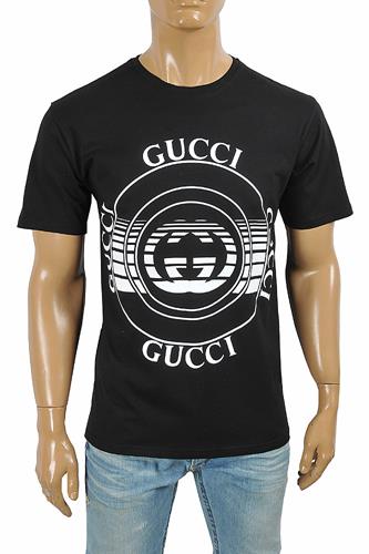 GUCCI cotton T-shirt with front print logo 287 - Click Image to Close