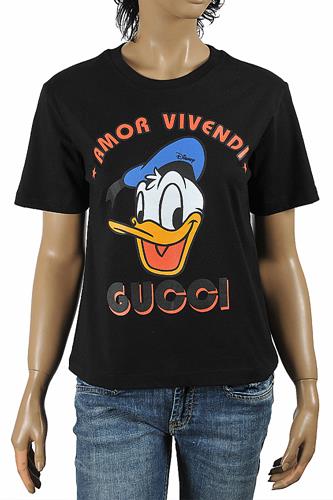 Disney x Gucci Donald Duck T-shirt, women's, cotton 305 - Click Image to Close