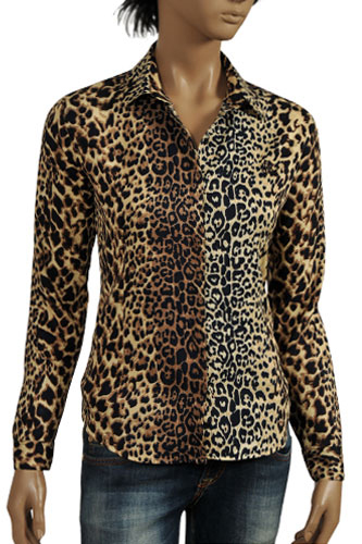 ROBERTO CAVALLI Leopard Print Ladies' Dress Shirt #283
