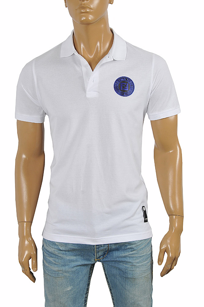 FENDI men's cotton polo shirt in white 30