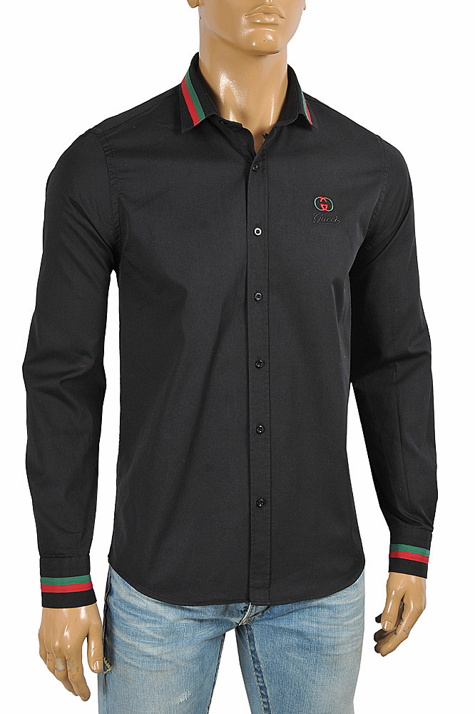 GUCCI men's dress shirt embroidered with logo 398