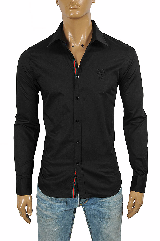 GUCCI men's dress shirt with front logo embroidery 416