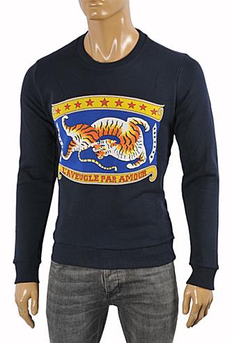 GUCCI men's cotton sweatshirt with front tiger print #360