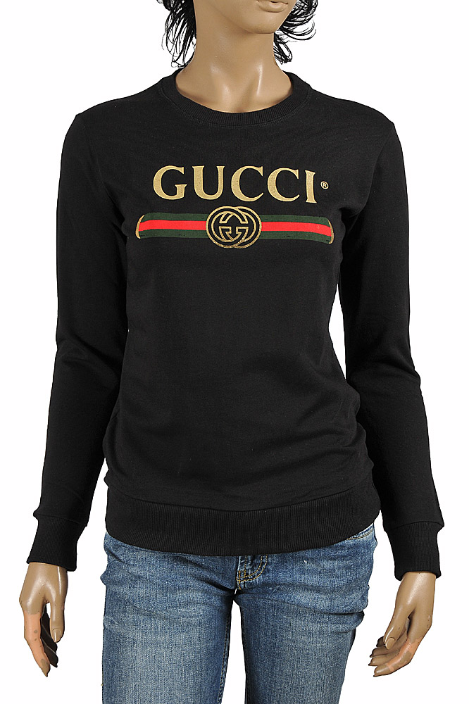 GUCCI women's cotton sweatshirt with front logo print 112
