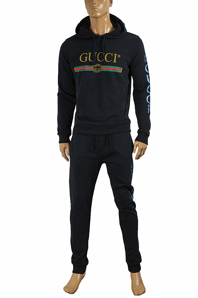 GUCCI men's zip up jogging suit in navy blue color 166
