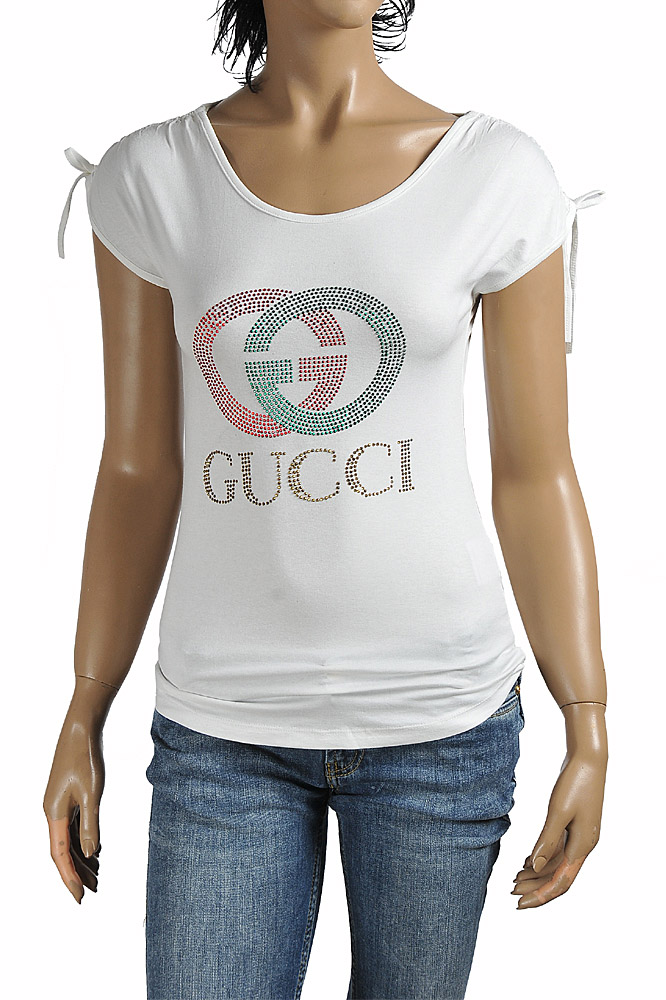 GUCCI women's t-shirt with GG logo appliquÃ© 265