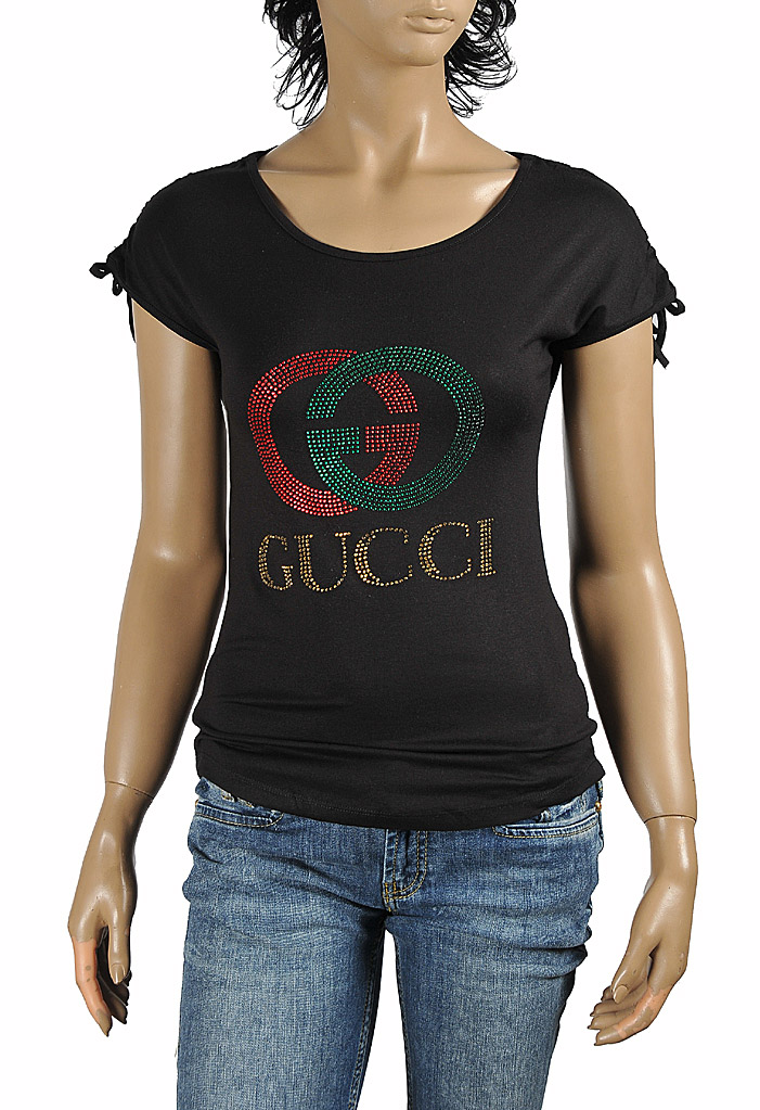 GUCCI women's t-shirt with GG logo appliquÃ© 266