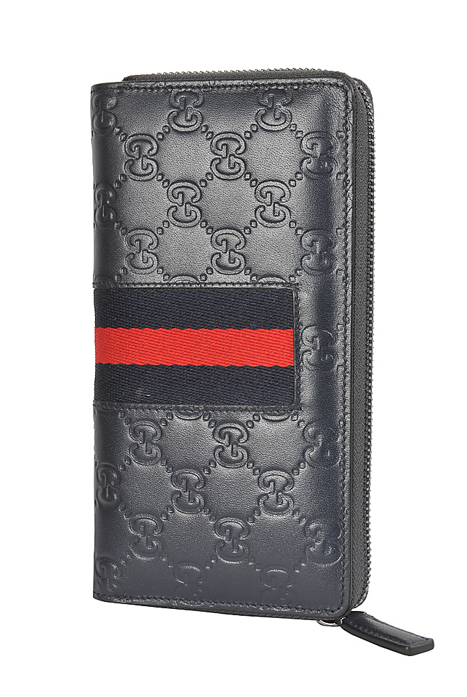GUCCI GG Leather Long Wallet, Navy Blue 61