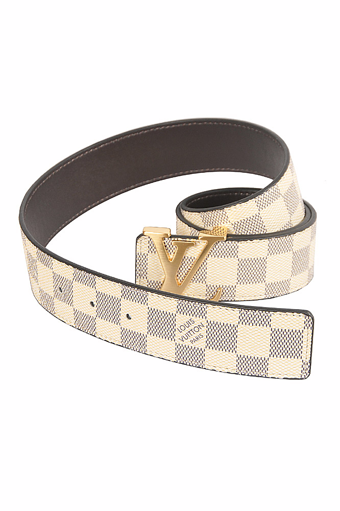 LOUIS VUITTON leather belt with gold buckle 79