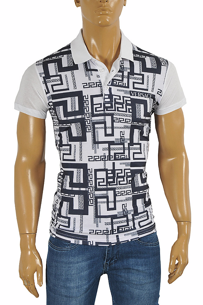 VERSACE men's polo shirt with front print #174