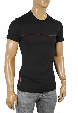 PRADA Men's cotton T-shirt with print in black 106 - Click Image to Close