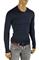 Mens Designer Clothes | GUCCI Men's V-Neck Long Sleeve Shirt In Navy Blue #327 View 1